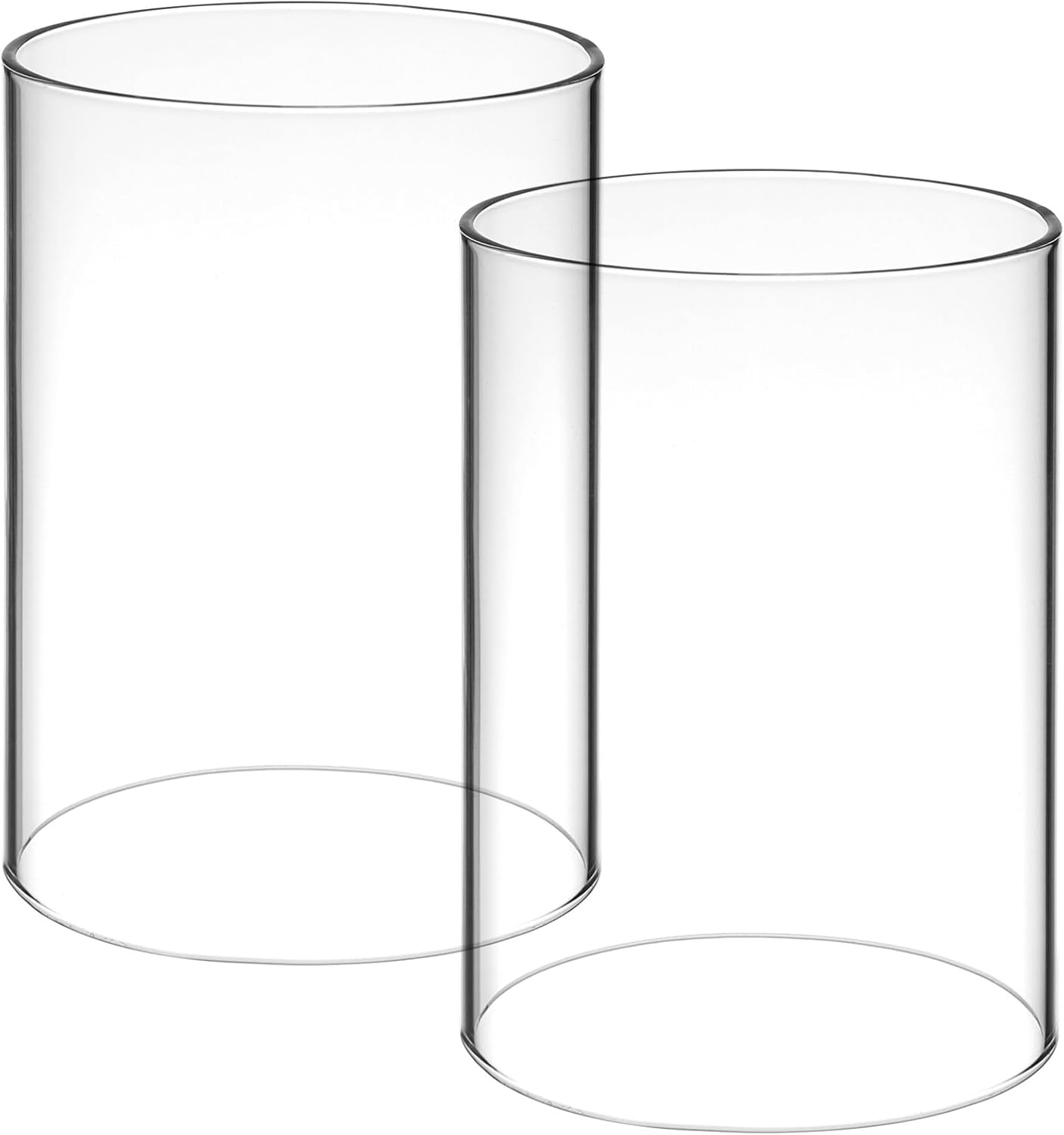 Clear Glass Candle Holder Sleeves 2Pcs Open End