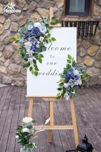Wedding Welcome Signs with Floral Arch Pack of 2