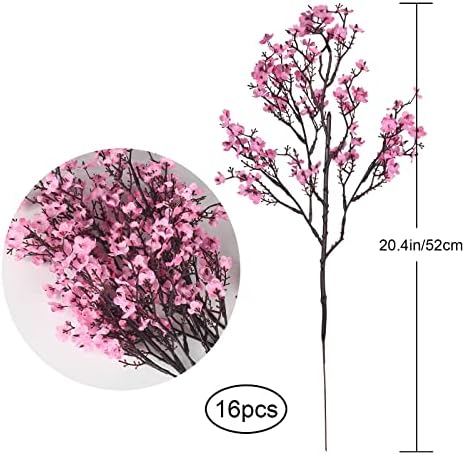 AILANDA 16PCS Pink Artificial Baby Breath Flowers Bouquet Vase Fillers