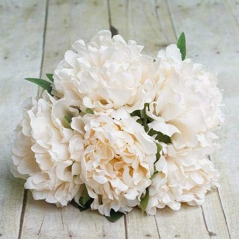 BalsaCircle 11 Inch Cream Silk Peony Bouquet