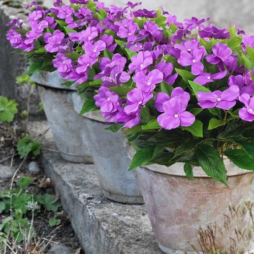 4 Pcs Artificial Impatiens Flowers for Outdoor Decor