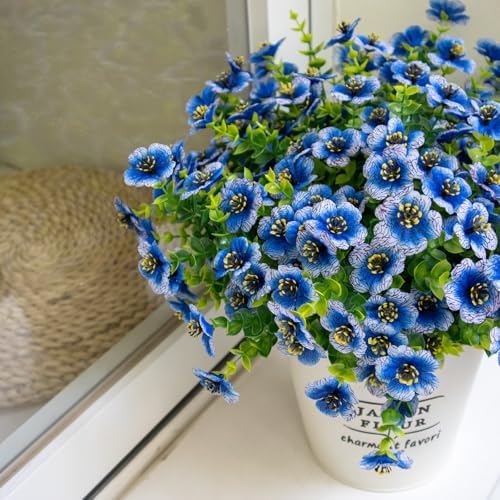 10 Bundle Artificial Blue Flowers UV Resistant Outdoor Set