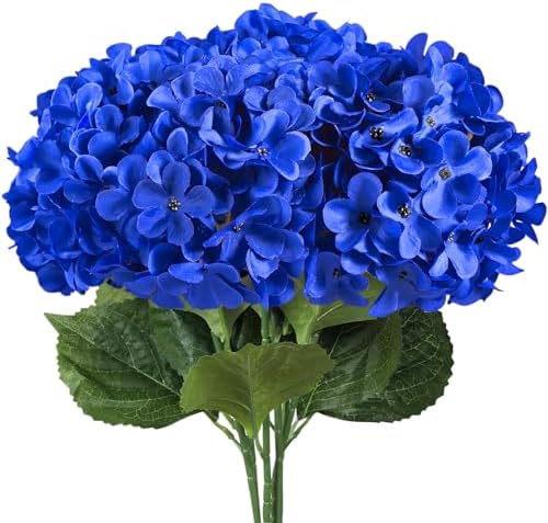 6 Pc Artificial Hydrangea Flowers Royal Blue Long Stems