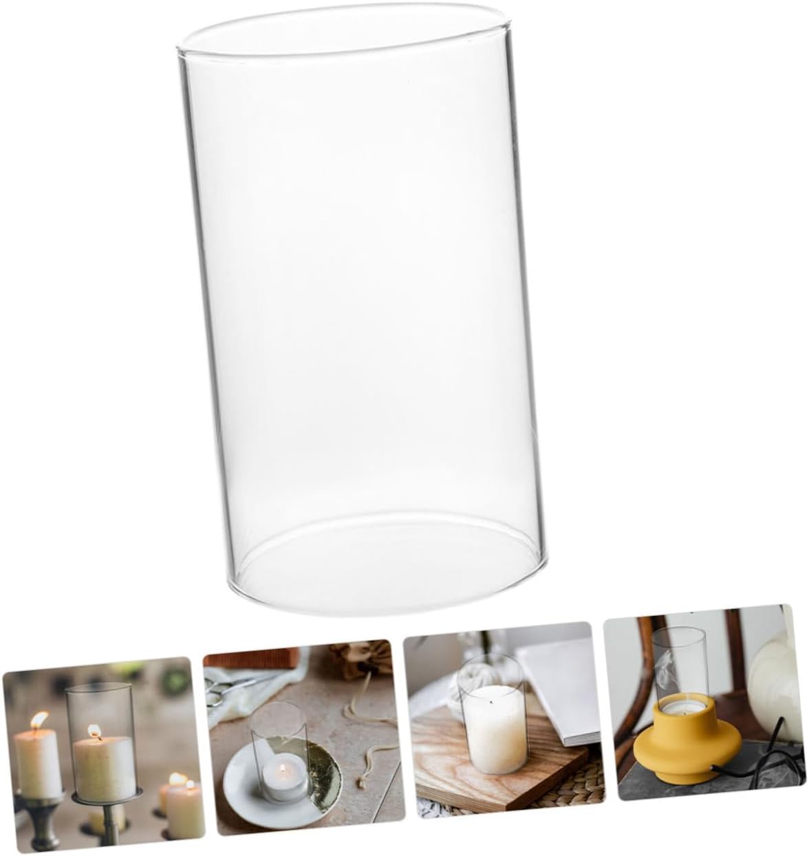VINTORKY Glass Chimney Tube Windproof Candle Cover for Votive Candles