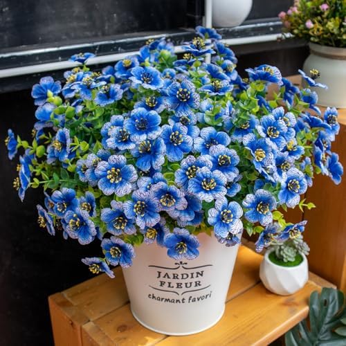 10 Bundle Artificial Blue Flowers UV Resistant Outdoor Set
