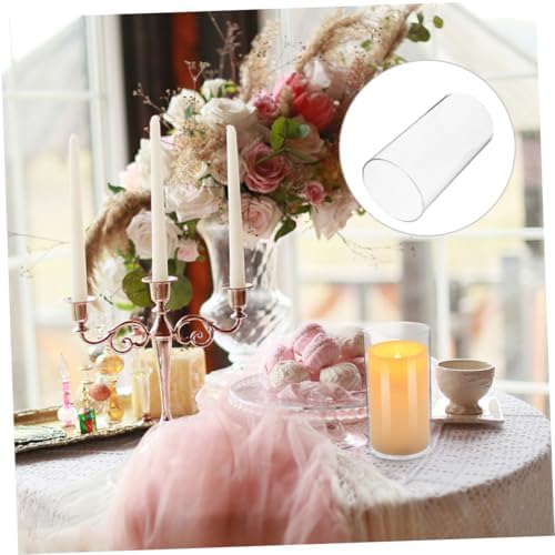 Zerodeko 4pcs Glass Candle Covers Windproof Cylinder Holders for Restaurants and Cafes
