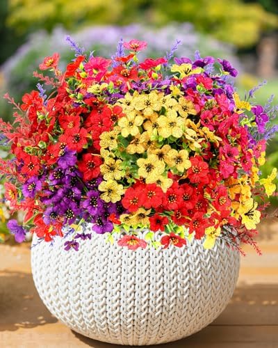 16 Bundles UV Resistant Artificial Flowers for Outdoor Use