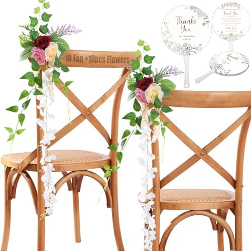 Garisey 10pcs Wedding Aisle Chair Flowers Set Red Pink
