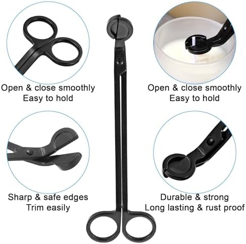 5 Pack Candle Wick Trimmer Cutter Matte Black Stainless Steel