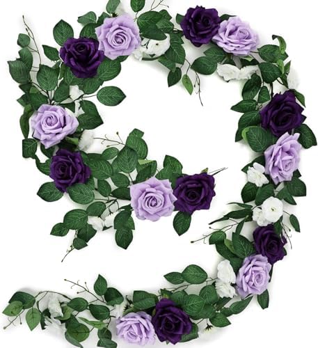 Purple Artificial Rose Garland 59 Ft Wedding Decor