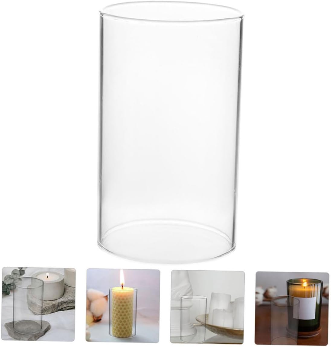 Glass Candle Holder Sleeve Open Ended Chimney Shade for Pillar Candles
