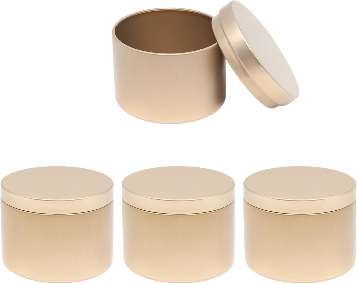 4pcs Gold Candle Tins with Lids - Leak Proof for DIY and Business