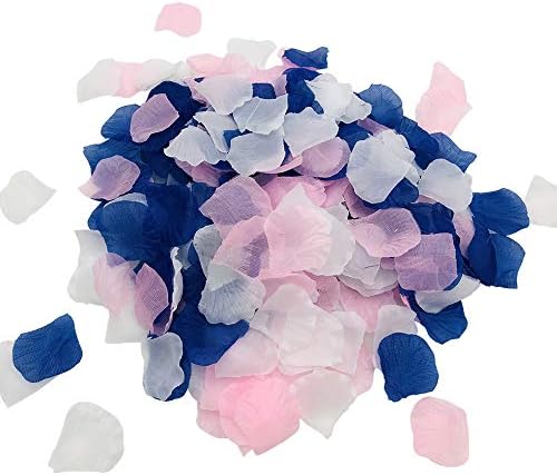 Zymise Artificial Rose Petals 1200pcs Navy Blue Pink White