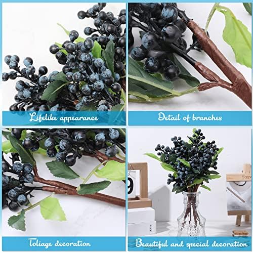 Yunsailing 30 Pcs Artificial Blueberry Stems Set