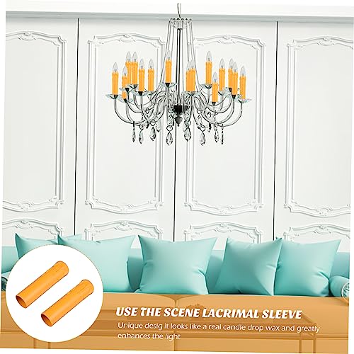 Mikikit 20Pcs Lightweight Tear Pattern Candle Sleeves for Chandeliers