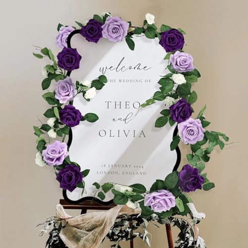 Purple Artificial Rose Garland 59 Ft Wedding Decor