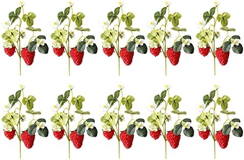 10 Branches Artificial Strawberries Decorative Plants