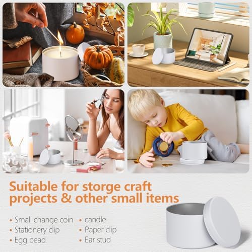 Domivirgo 24 Pcs Empty Candle Tins with Lid