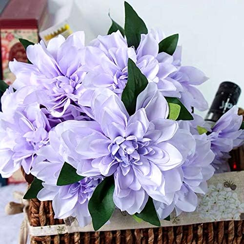 10 Heads Purple Artificial Dahlia Flowers for Home Wedding Party