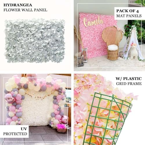 Efavormart 4 Piece Cream Silk Hydrangea Flower Decor Wall