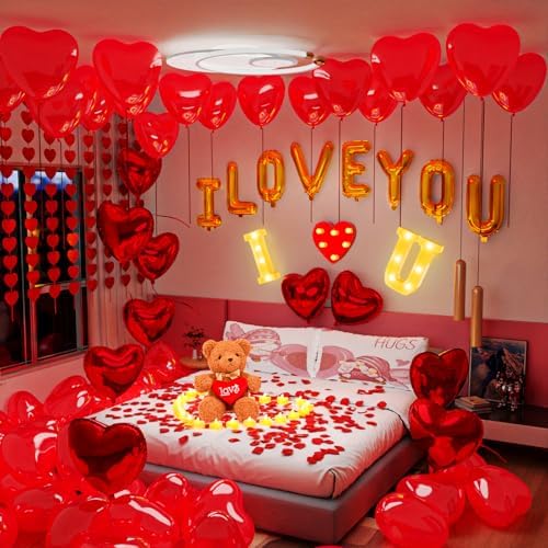 Romantic Decoration Set with Rose Petals and Candles