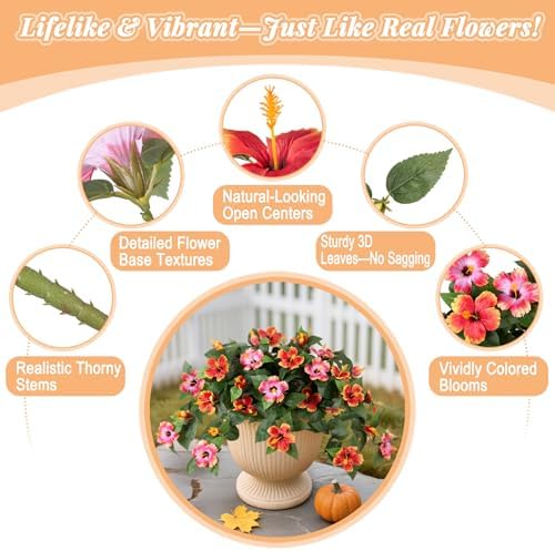 Hrobek Artificial Hibiscus Flowers 2PCS for Outdoor Decor