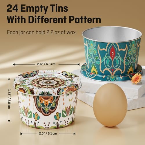 Nexuraze 24-Pack Candle Tins with Lids and Wicks