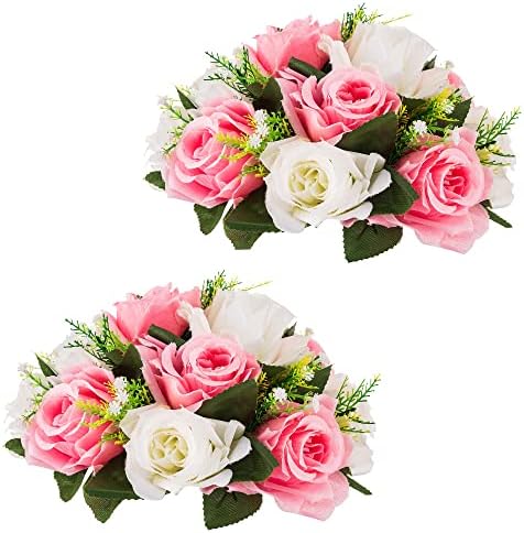 Pink White Flower Balls Centerpieces for Wedding Tables 2 Packs