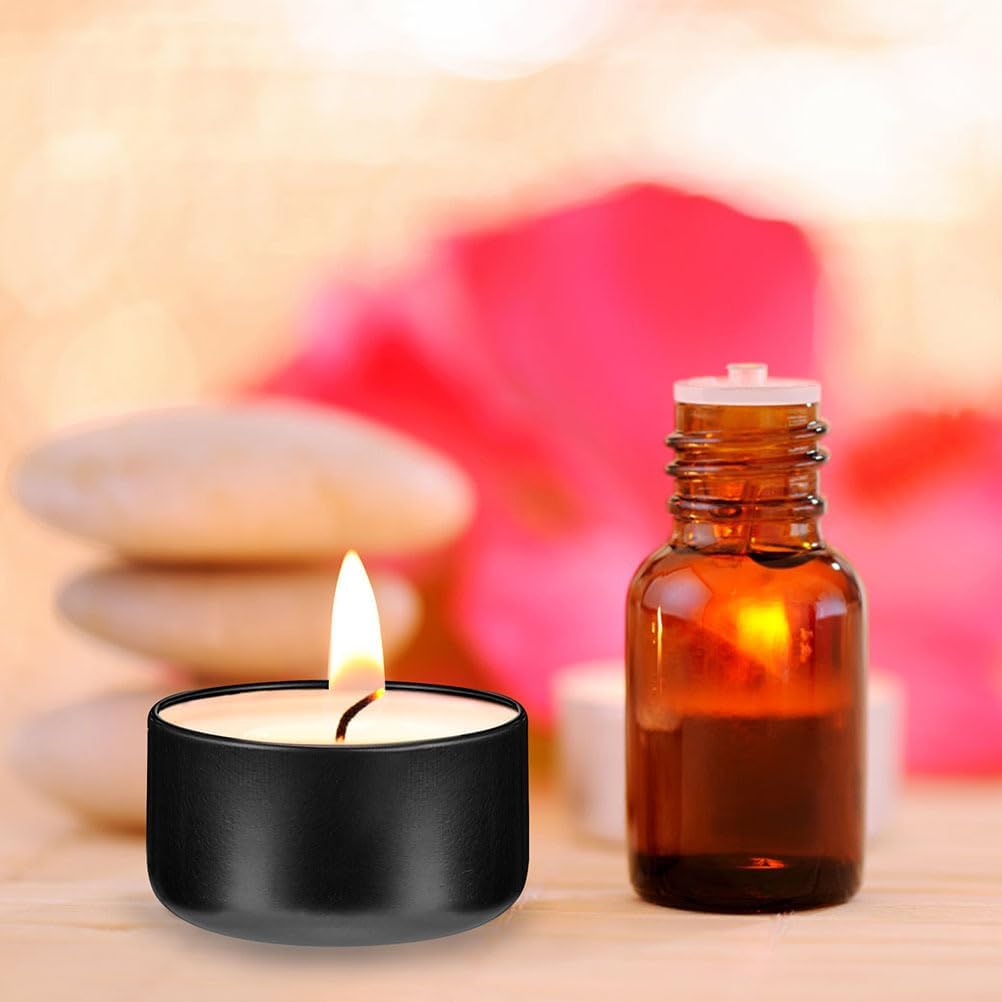 24pcs Black Aluminum Candle Tins with Lids