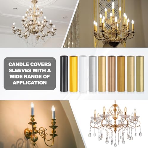 PATIKIL 35 Inch Tall Candle Covers Sleeves 10Pcs Metal E12 Socket Holder