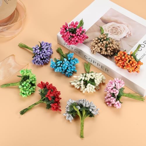 PATIKIL White Artificial Flower Stamen Bunch 144Pcs