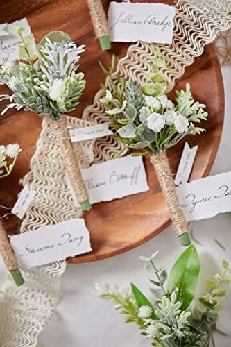 TINGE TIME Fresh Green Silk Boutonniere Set 10 pcs