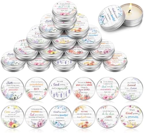 36 Set Bible Verse Scented Candle Tins with Lids