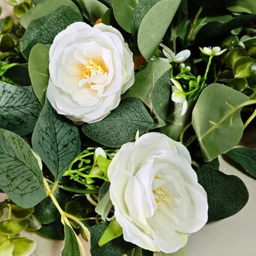 ASTRYAS 2 Pack Artificial Eucalyptus Garland with Flowers