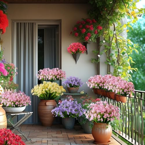 HAPLIA 4 Bundle Artificial Daffodils Flowers Pink