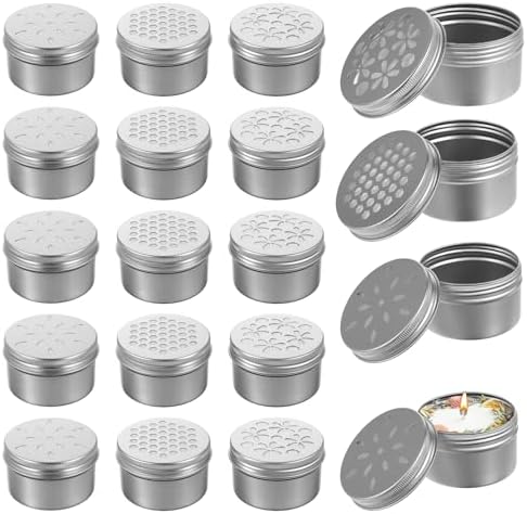 15 Pcs Aluminium Tins with Hollow Lids for Candles and Spices