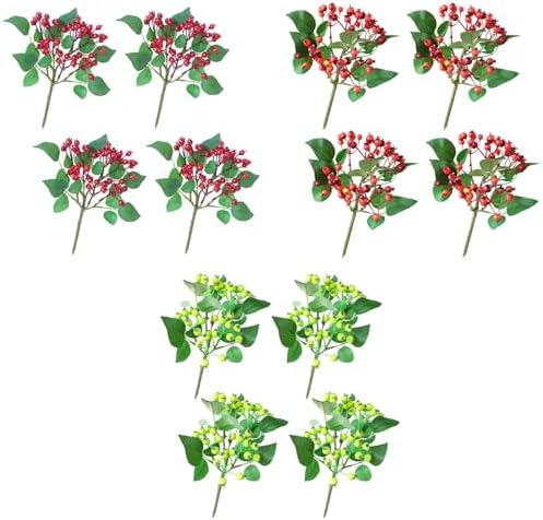 4 Pcs Artificial Red Berry Christmas Decor Stems