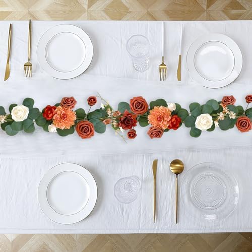 2PCS Artificial Rose Terracotta Garland Burnt Orange Wedding Decor