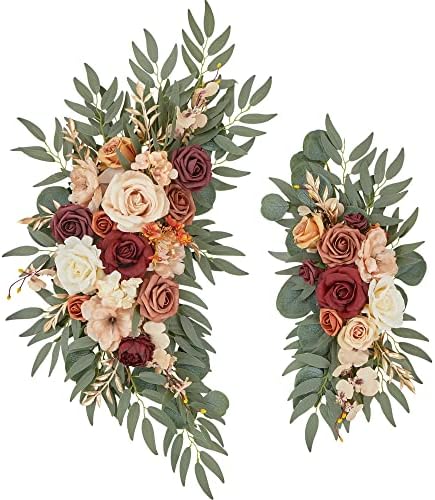 Tings Time Burnt Orange Wedding Arch Flowers Set of 2
