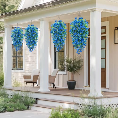 ICX 4PCS Artificial Hanging Morning Glory Flowers Blue