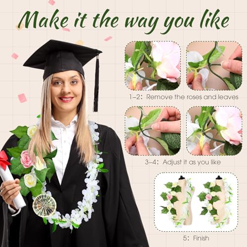 6 Pcs Hawaiian Graduation Lei with Roses