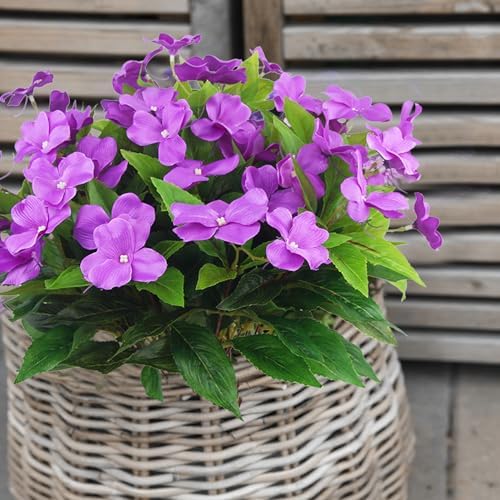 4 Pcs Artificial Impatiens Flowers for Outdoor Decor
