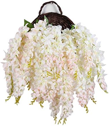 Duovlo Silk Wisteria Flower Artificial Hanging Vine Decor Set