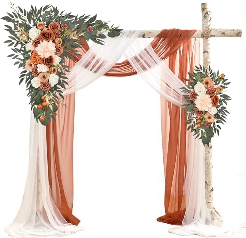 Wedding Arch Flowers with Drapes Kit - 4 Pack