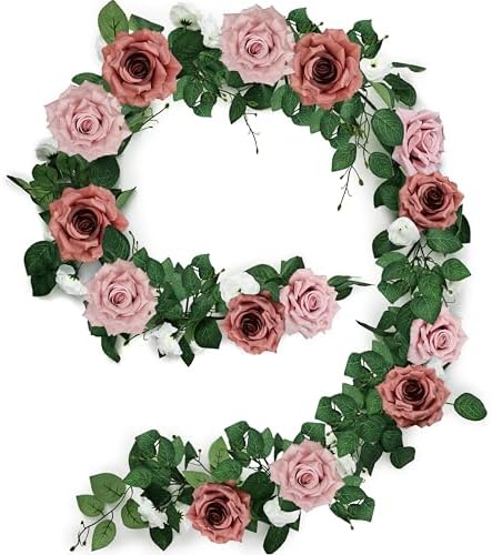 Dusty Pink Artificial Rose Garland 59 Ft Wedding Decor