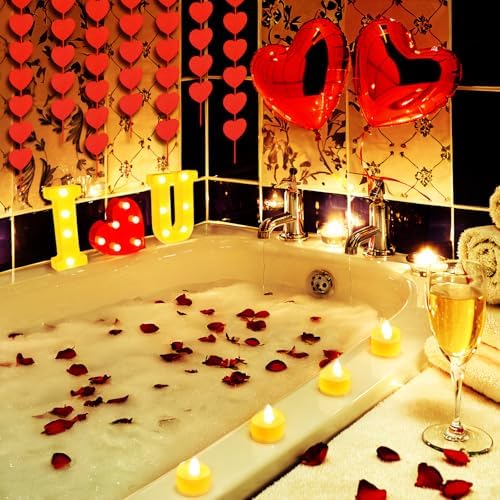 Romantic Decoration Set with Rose Petals and Candles