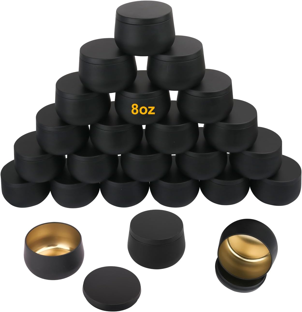 GENHAKON 24 Pack 8 Oz Black Candle Tins