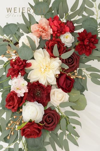Burgundy Wedding Arch Flowers Kit with Drape