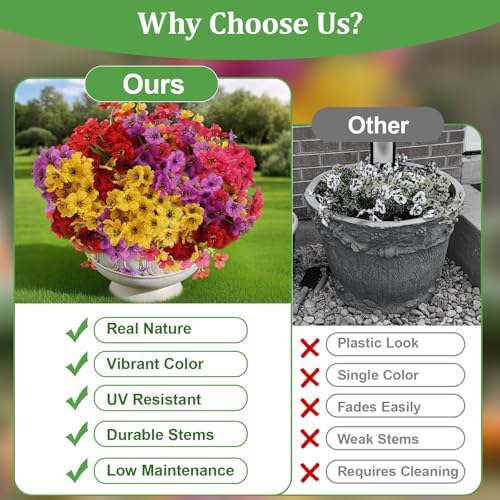 20 Bundles Artificial Flowers for Outdoor Summer Decor