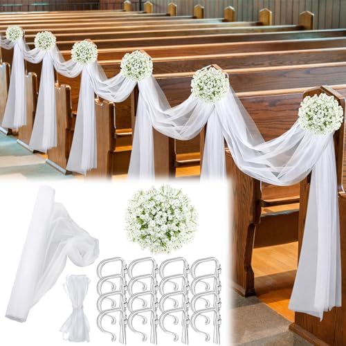 Riceshoot 34 Pcs Wedding Decor Set for Church Pew